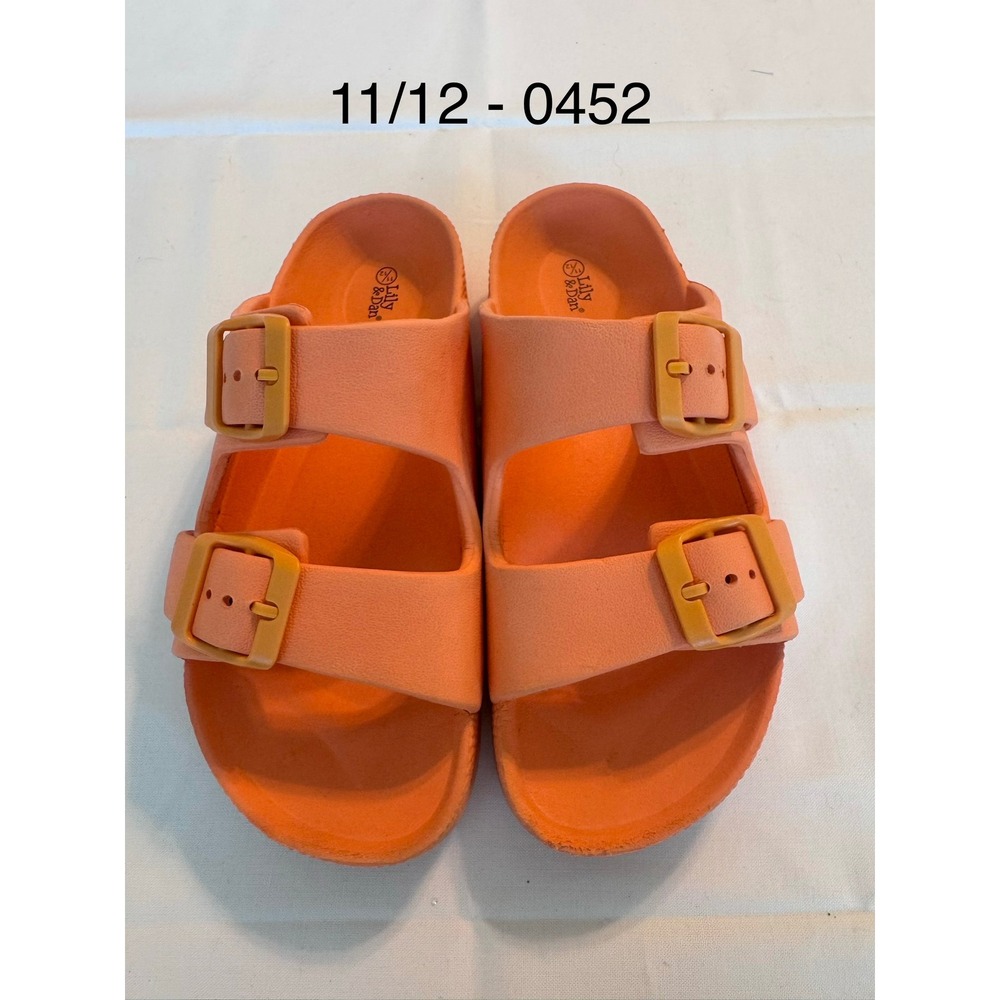 Lily & Dan Kids Orange EVA Double Buckle Slide Sandals Size 11/12 Waterproof
